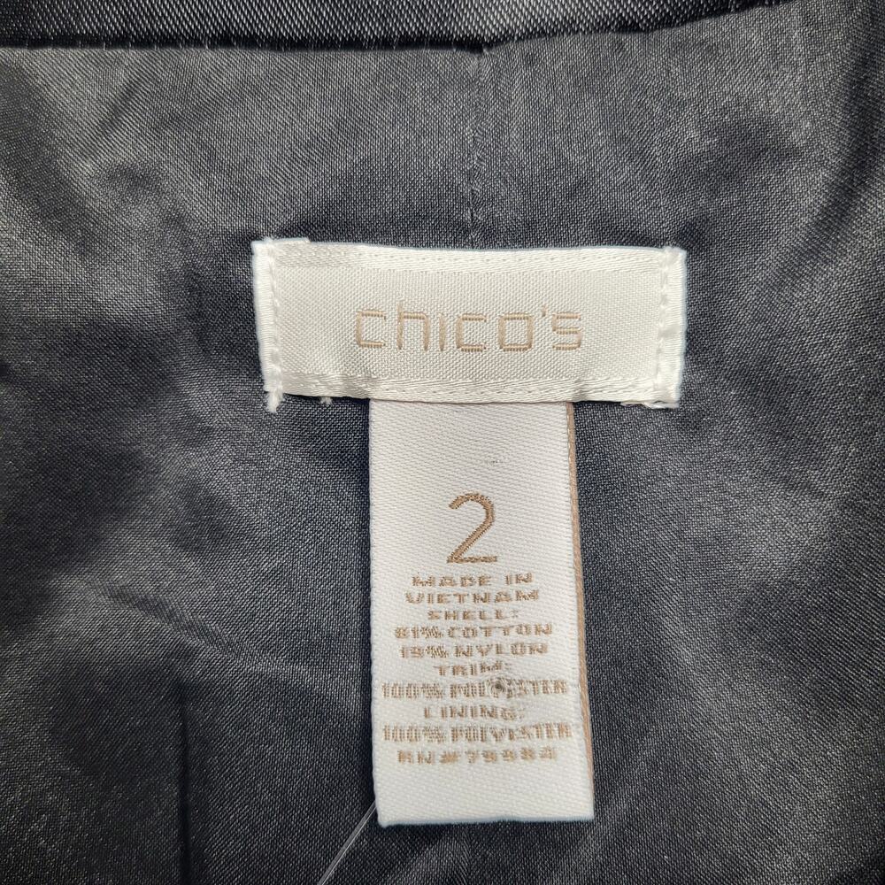 Chico's‎ Lace Overlay Blazer Jacket Casablanca Blue Black Lined Large 12 2 - Picture 7 of 10